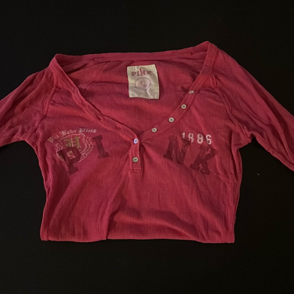 This is a pink brand low cut long sleeve possibly from the early 2000’s